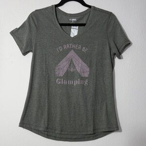 Reel Legends Gray 'I'd Rather Be Glamping' Tee SIZE S WOMENS